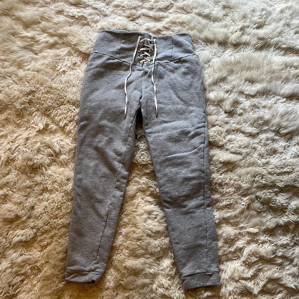Gray sweats.